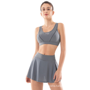 Fitness bra high waist hip sports womens short skirt running two-piece trendy sets